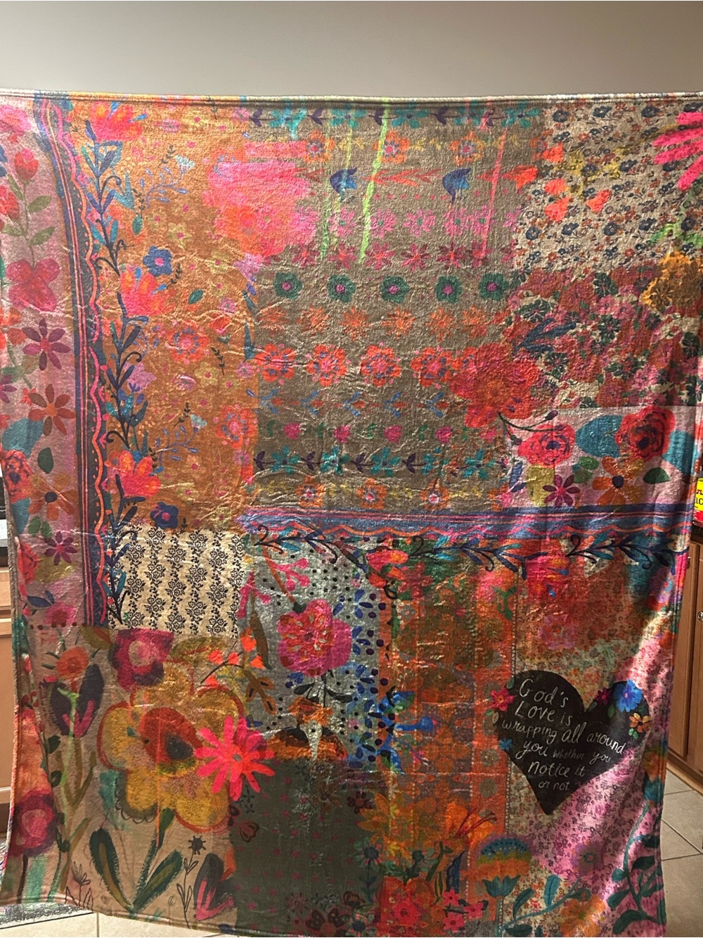 NATURAL LIFE Gold Multicolor Floral Boho Tapestry